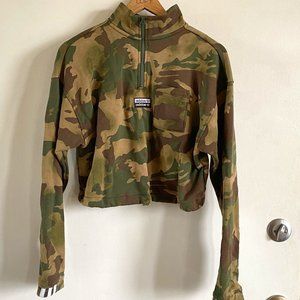 Adidas camo cropped half zip sweater